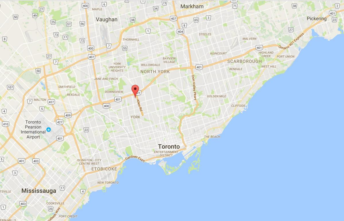 Kart av Lawrence Høyder distriktet Toronto