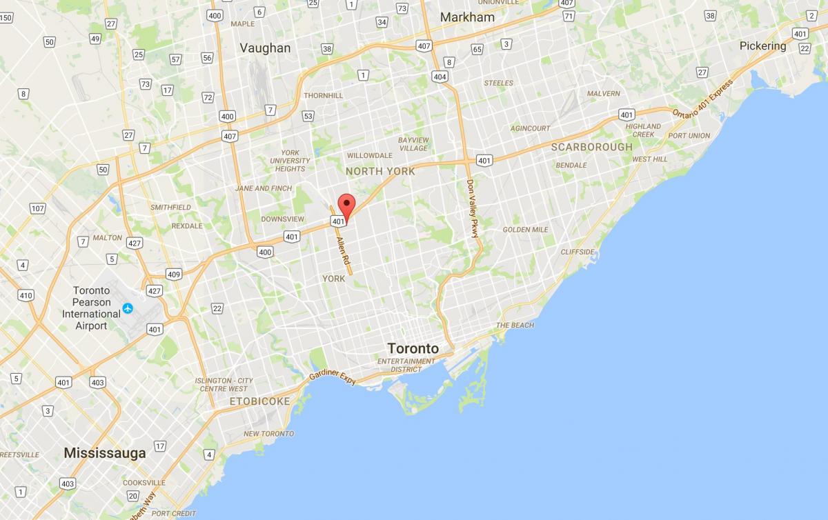 Kart av Lawrence Manor-distriktet Toronto