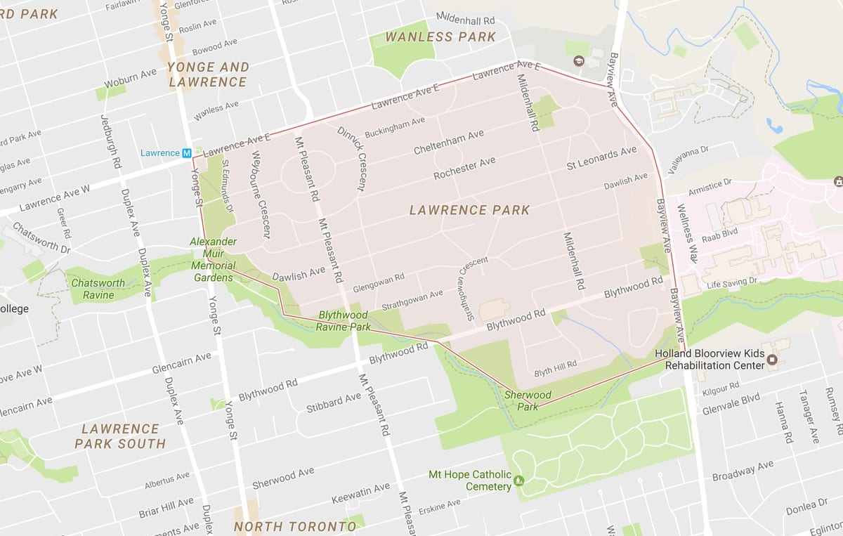 Kart av Lawrence Park-området i Toronto