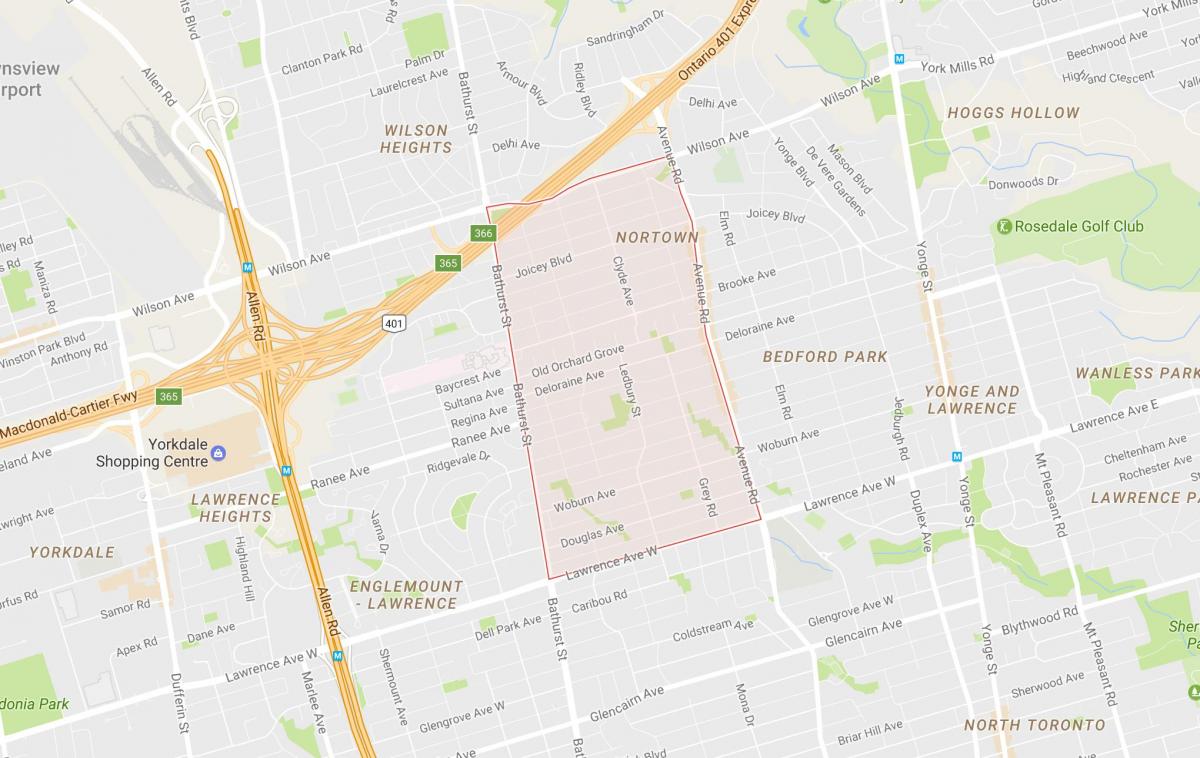 Kart over Ledbury Park-området i Toronto