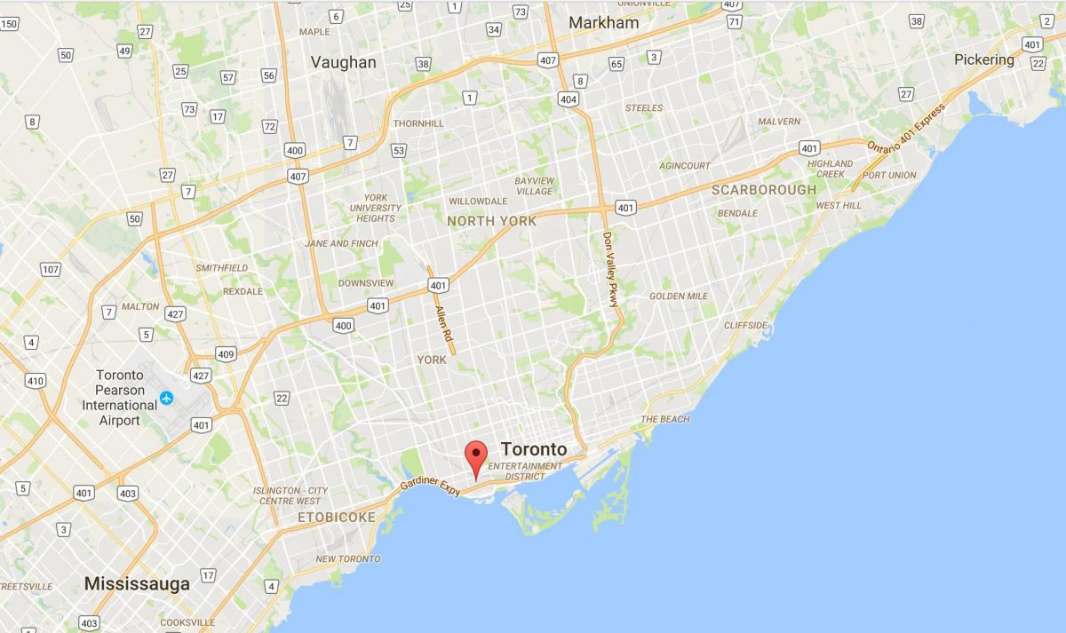 Kart over Liberty Village-distriktet Toronto