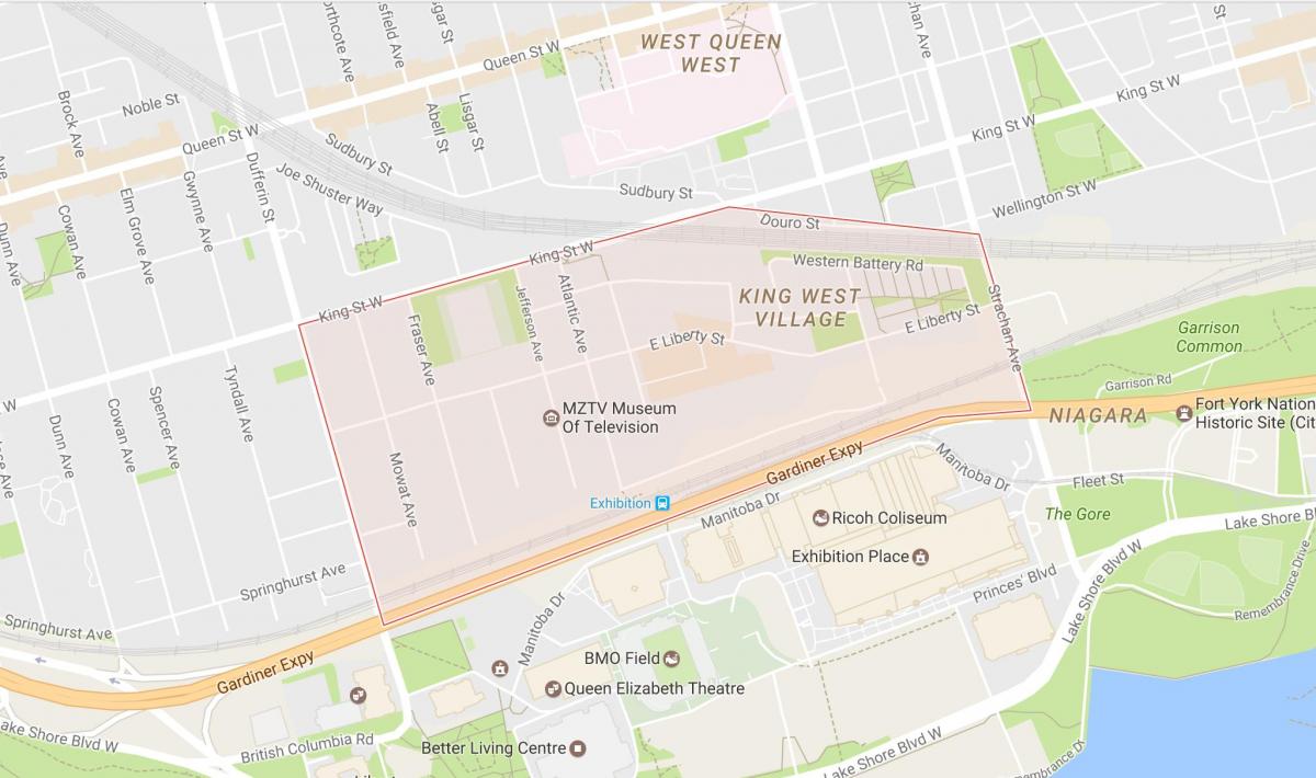 Kart over Liberty Village-området i Toronto