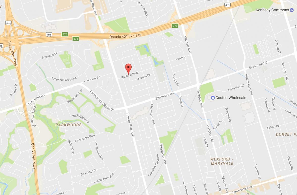 Kart over Maryvalen eighbourhood Toronto