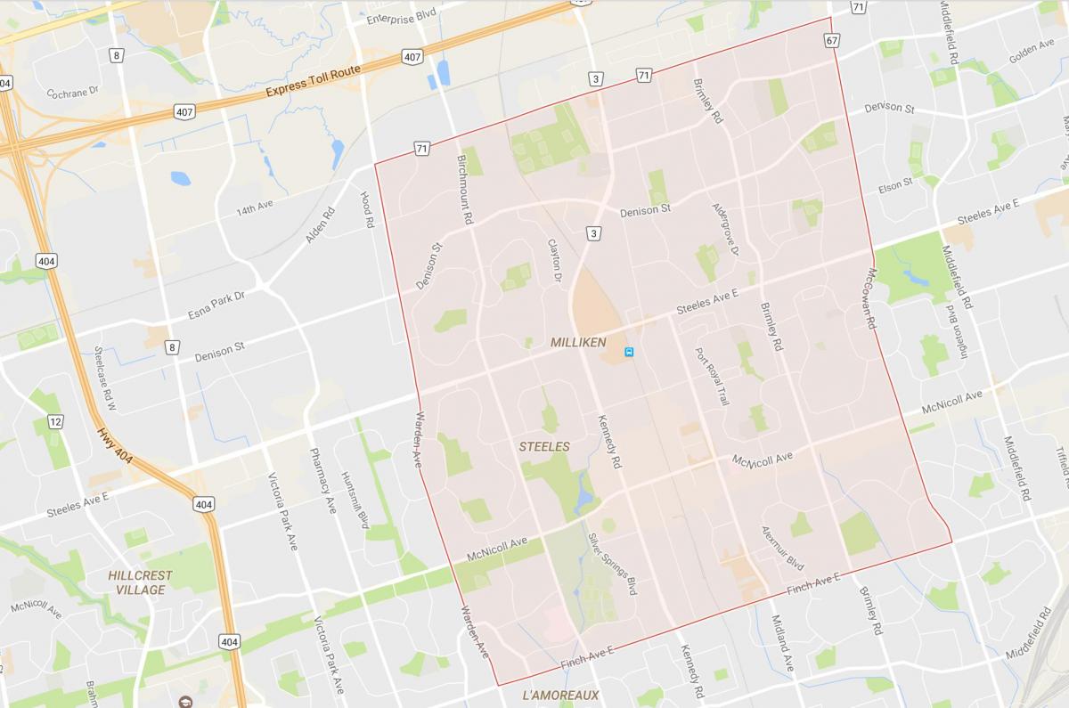 Kart over Milliken-området i Toronto