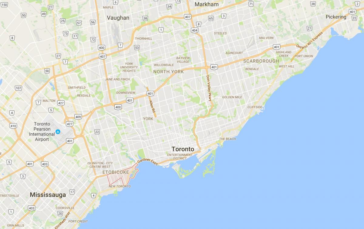 Kart over Mimico distriktet Toronto