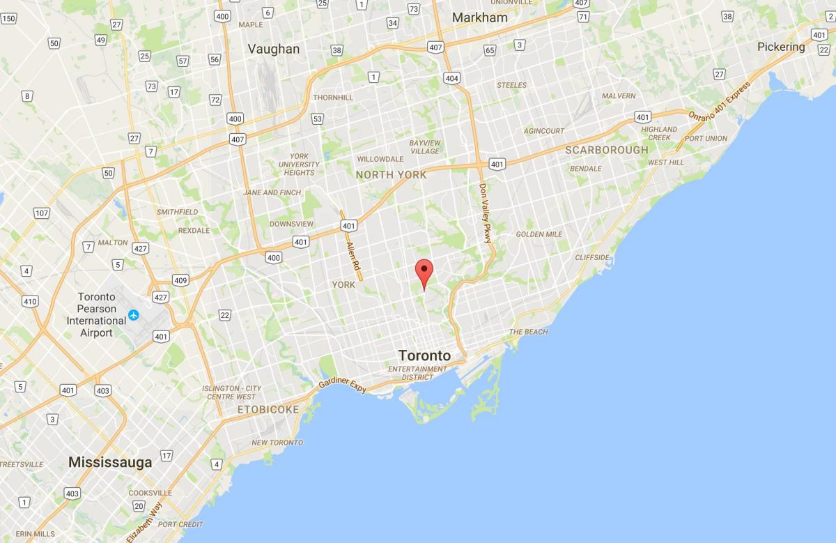 Kart av Moore Park district i Toronto