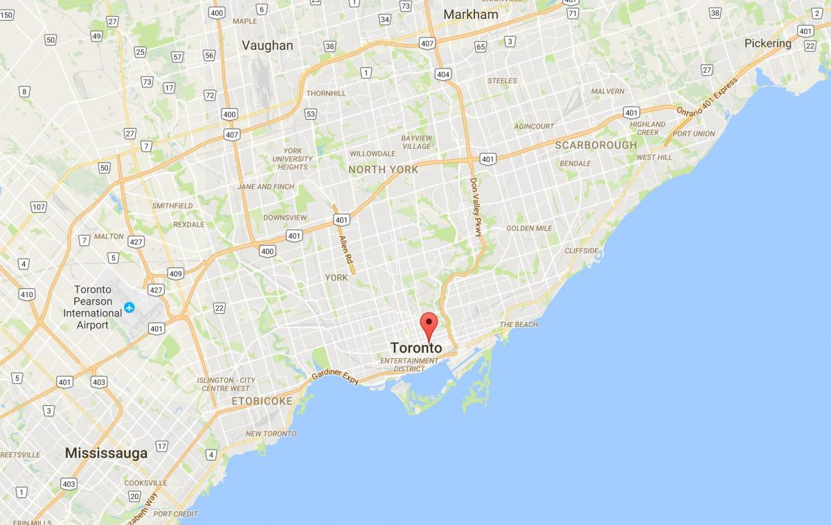 Kart over Moss Park district i Toronto