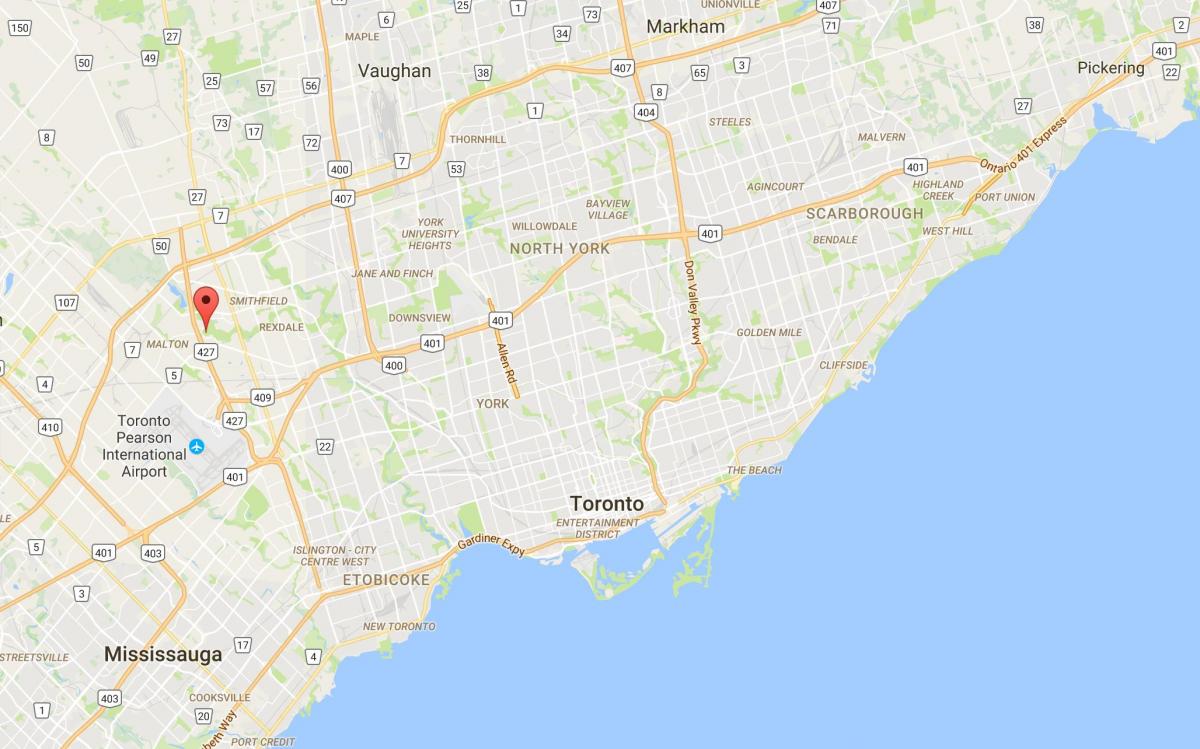 Kart over Området distriktet Toronto