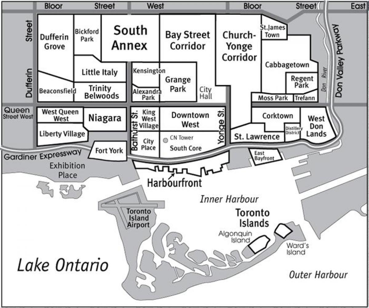 Kart over Området Sør Core Toronto