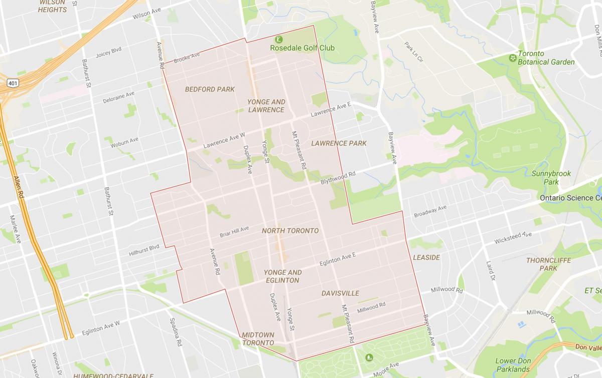 Kart over Nord-området i Toronto