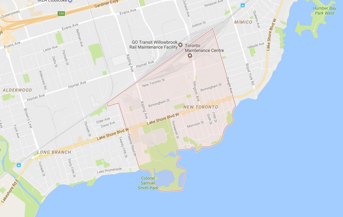 Kart over New Toronto-området i Toronto