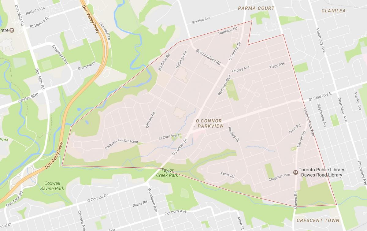 Kart av O ' Connor–the genesee grande-området i Toronto