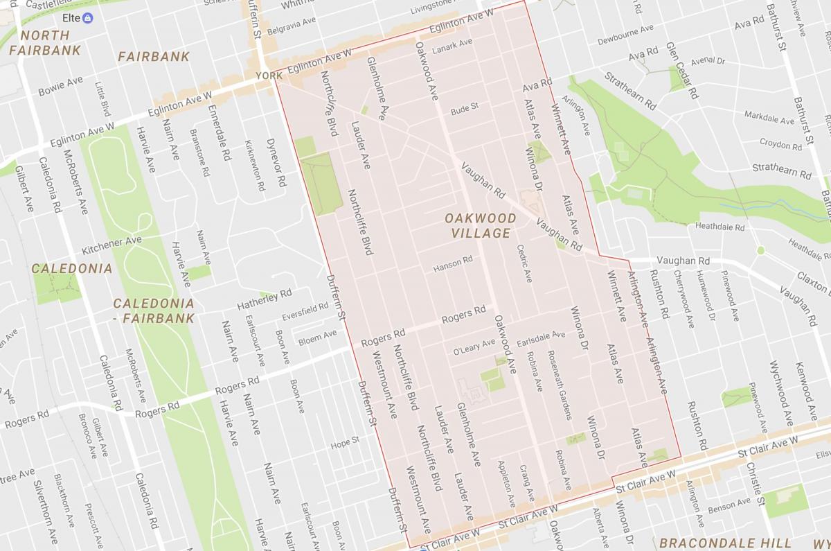 Kart over Oakwood–Vaughan-området i Toronto