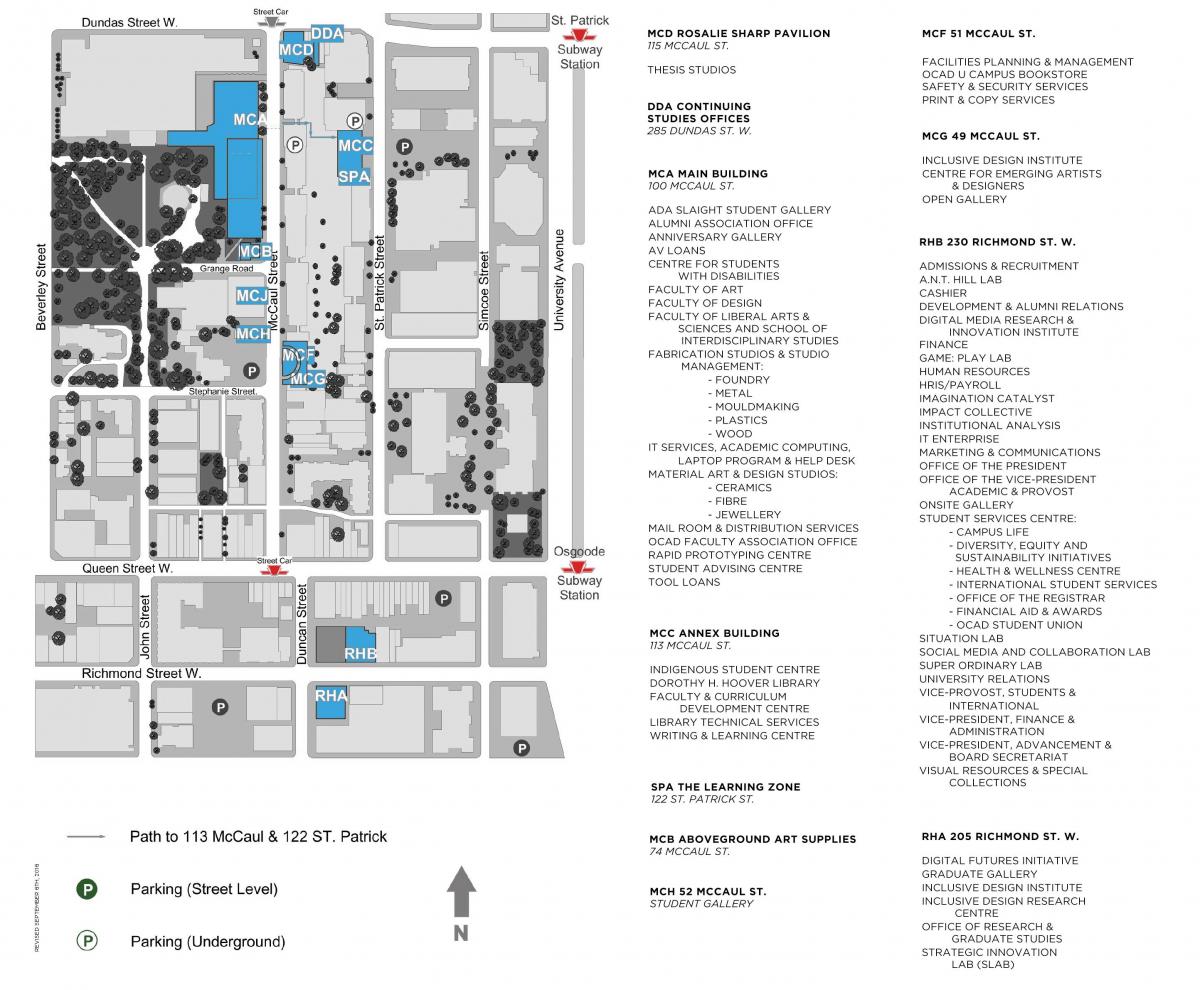 Kart av OCAD University Toronto