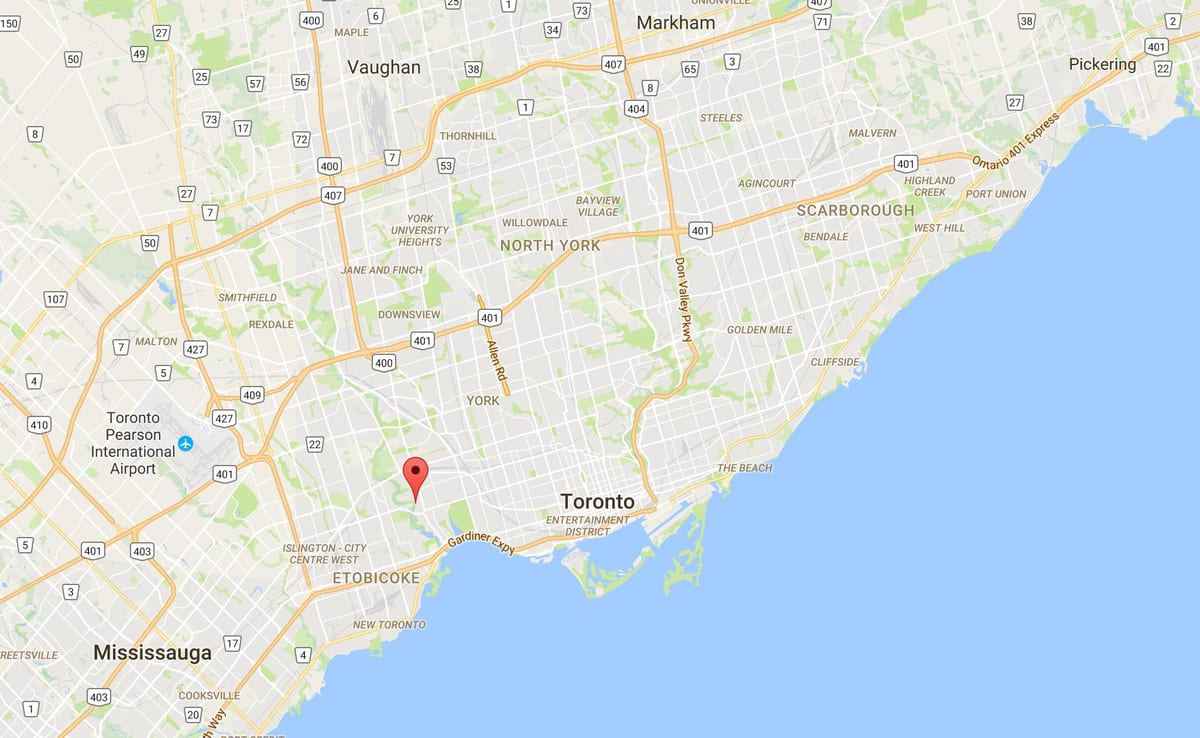 Kart av Old Mill Toronto-området