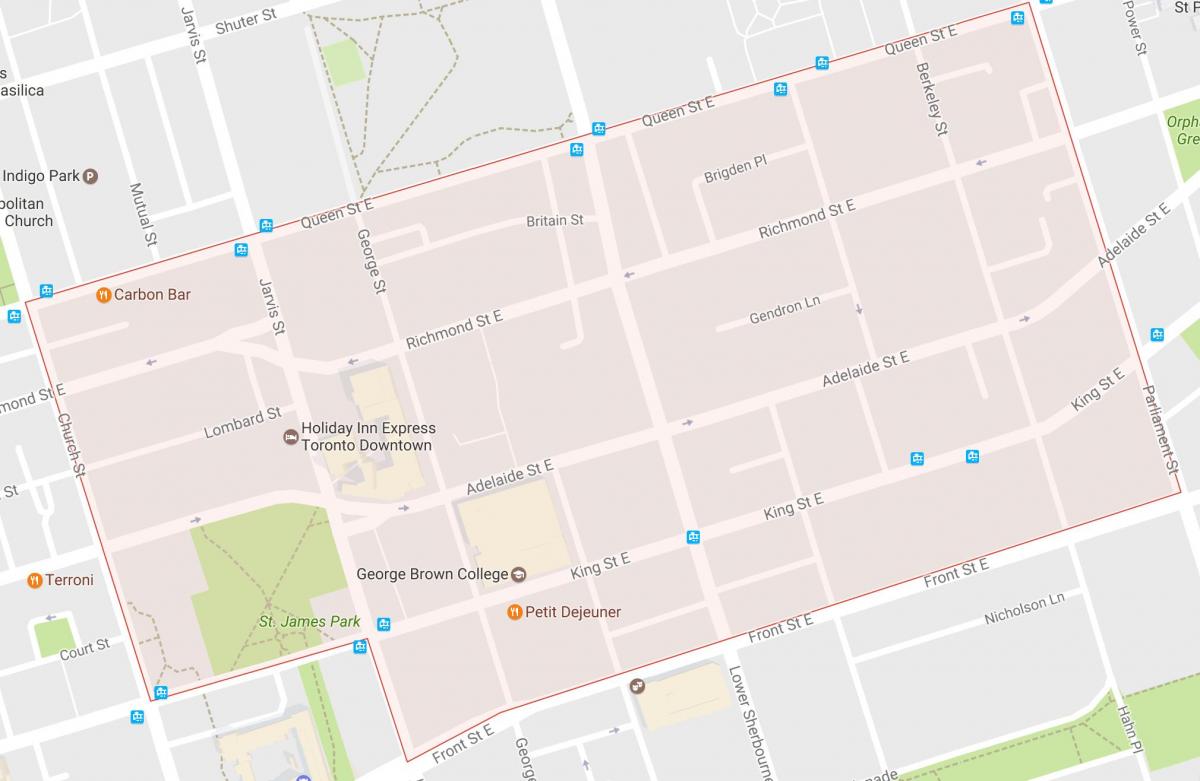 Kart over Gamlebyen-området i Toronto