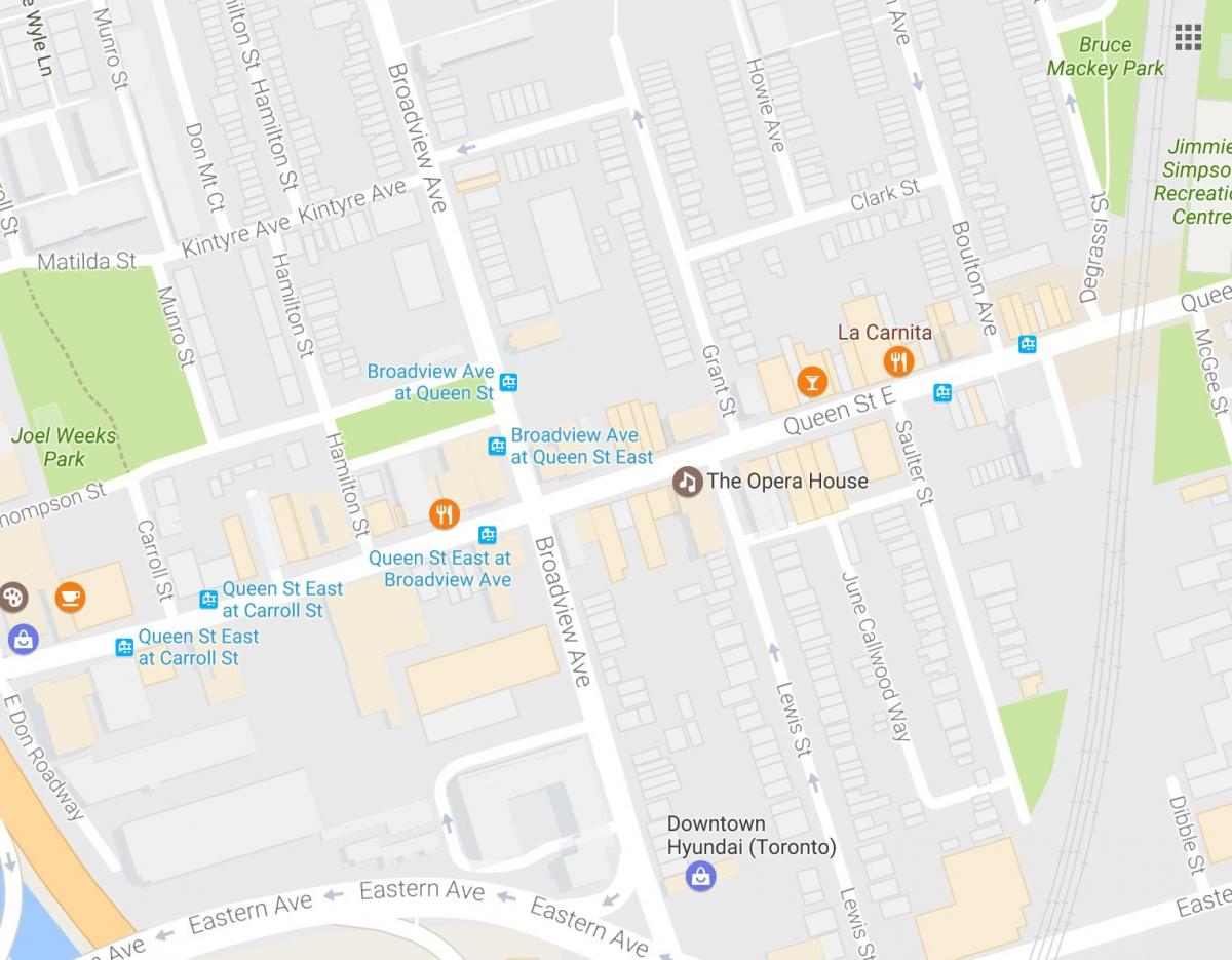 Kart over operahuset i Toronto