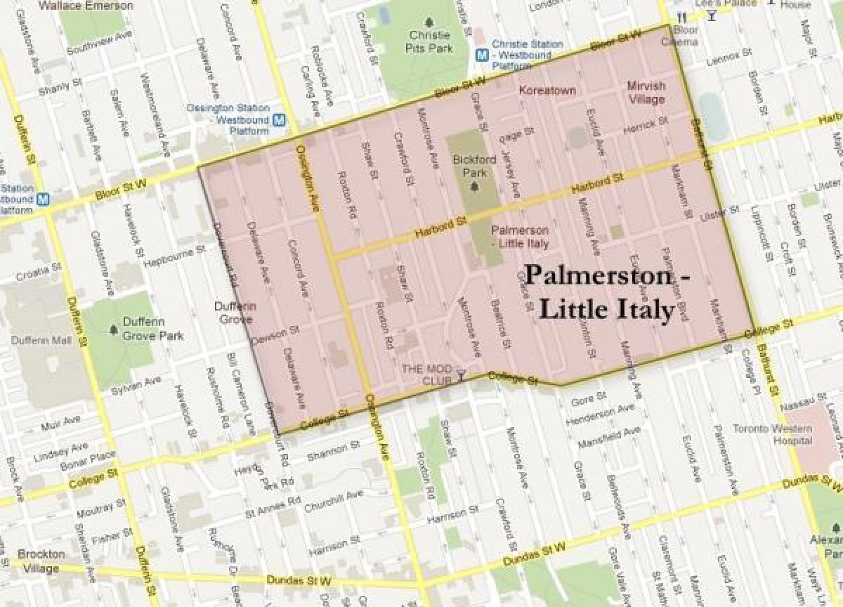 Kart av Palmerston little Italy Toronto