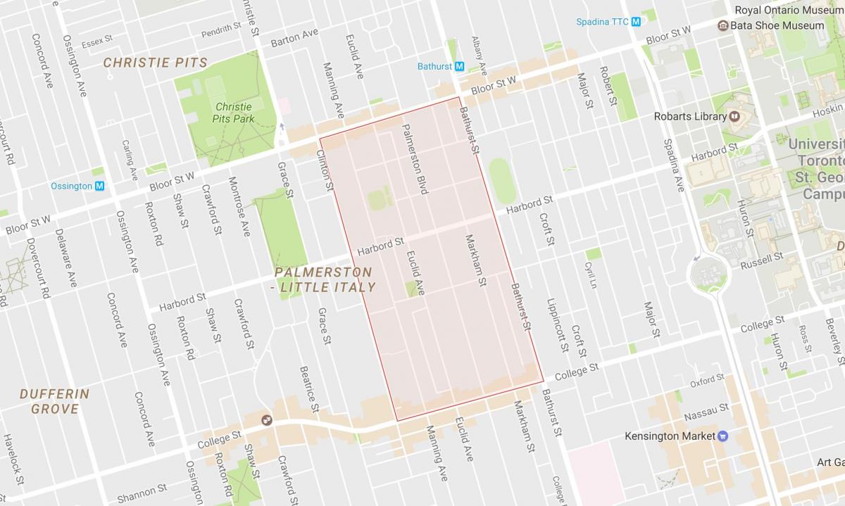 Kart av Palmerston-området i Toronto
