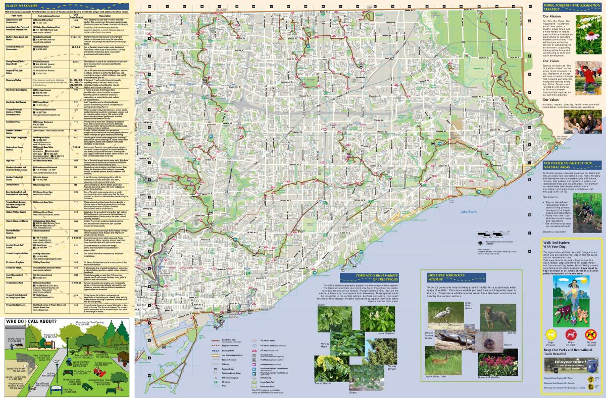 Kart av parker og turstier Toronto East