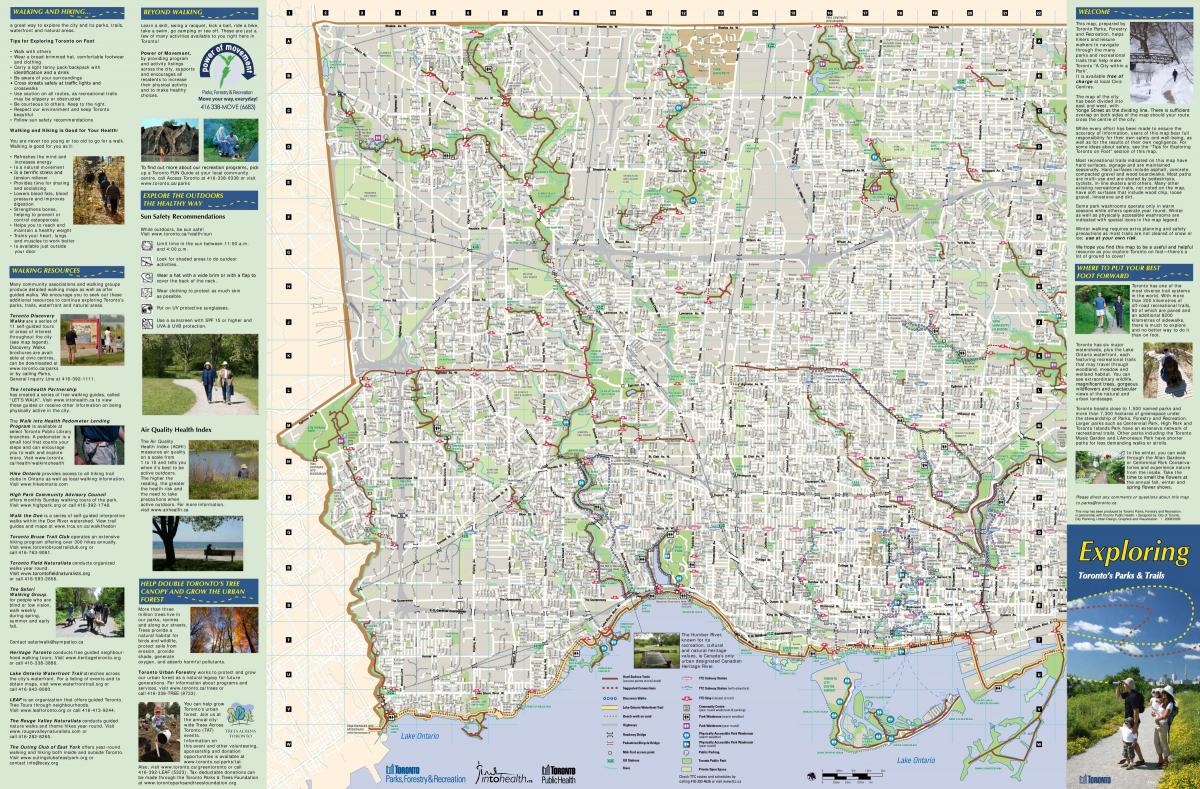 Kart av parker og turstier Toronto West