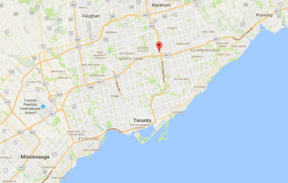 Kart av Parkway Skogen distriktet Toronto