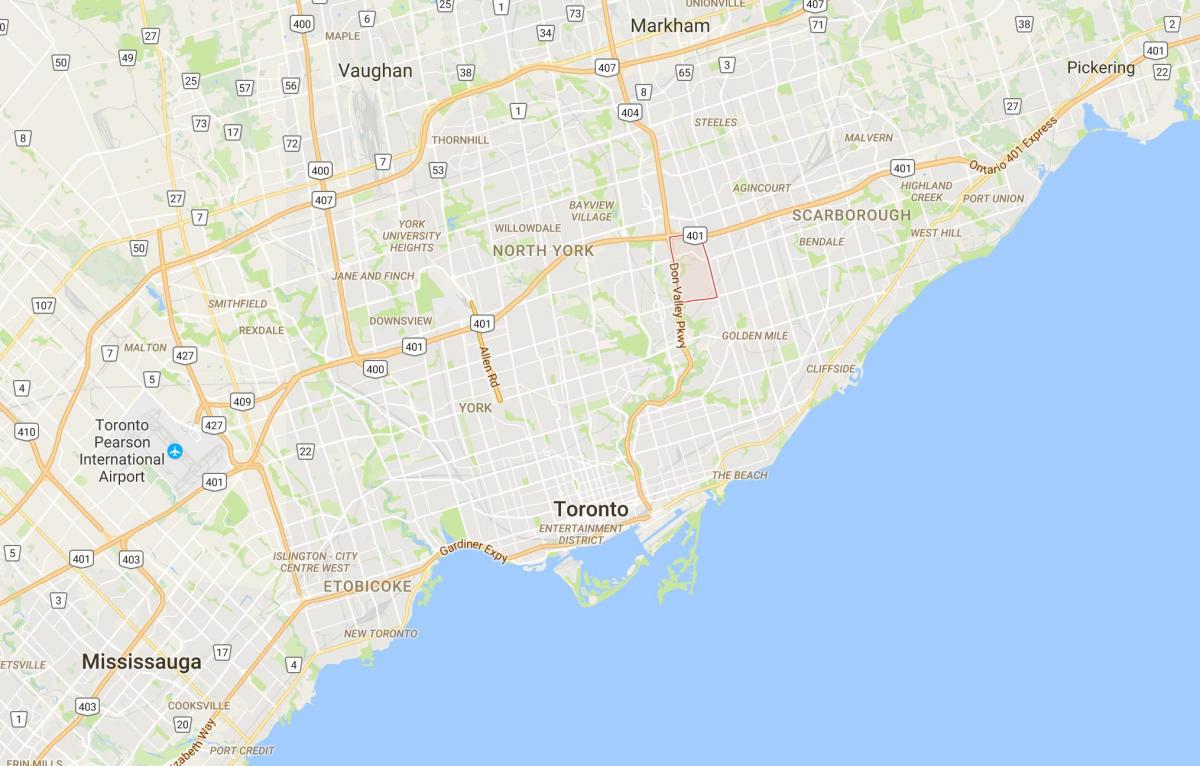 Kart over Parkwoods distriktet Toronto