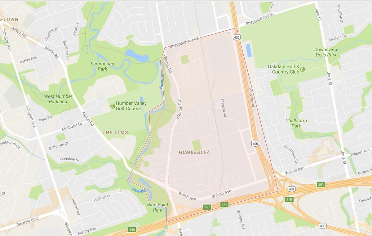 Kart over Pelmo Park – Humberlea-området i Toronto