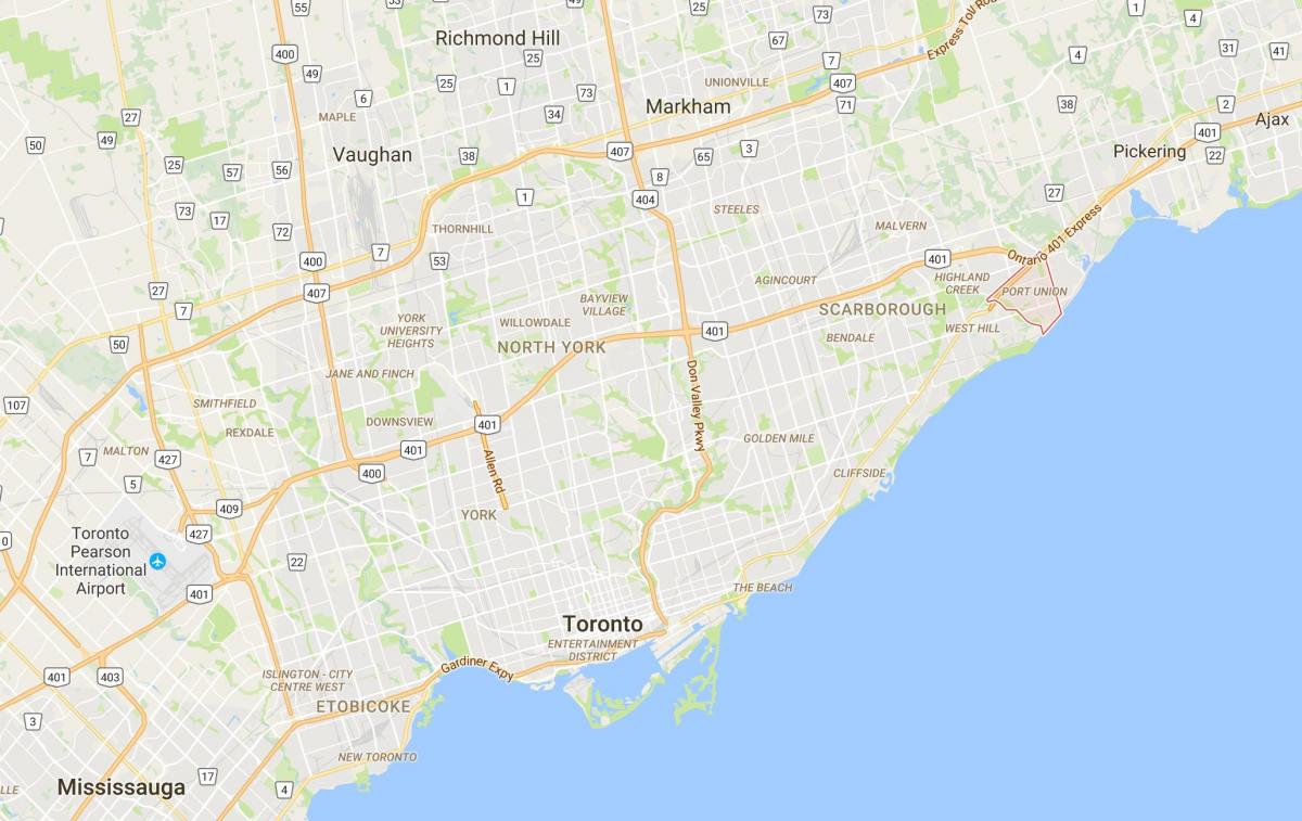 Kart over Port Union distriktet Toronto