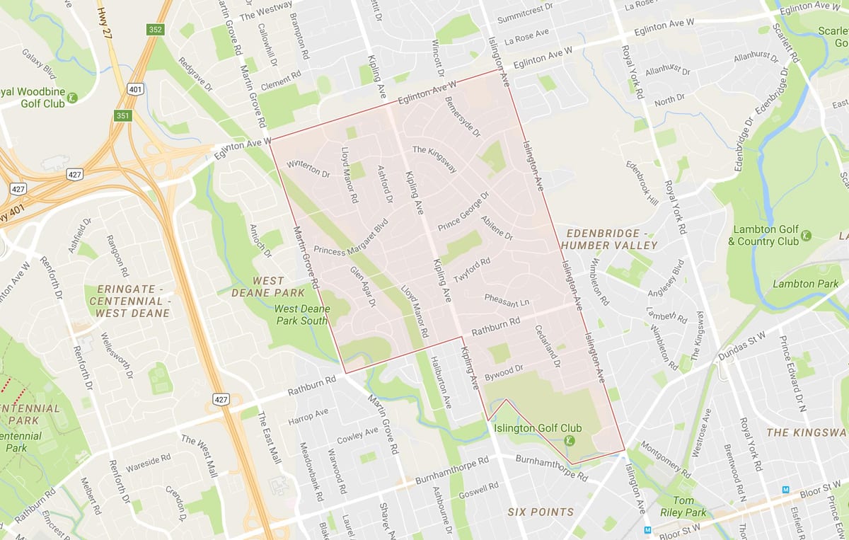 Kart av Prinsesse Gardens-området i Toronto