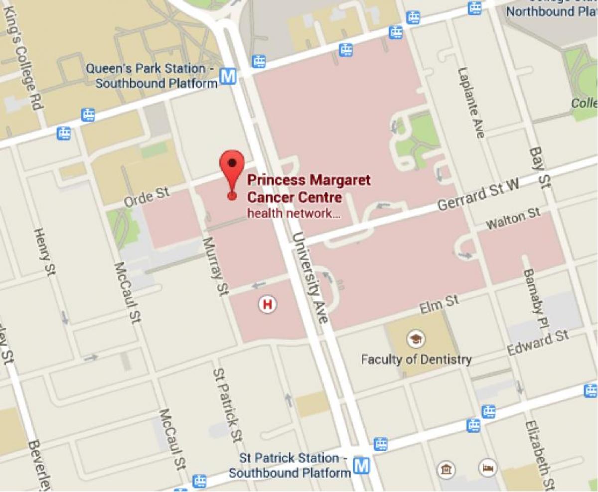 Kart av Prinsesse Margaret Cancer Centre Toronto