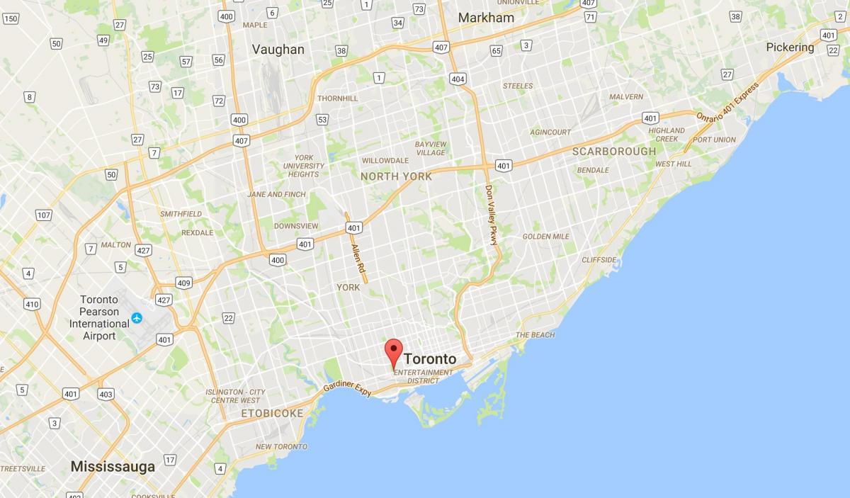 Kart av Queen Street West district i Toronto