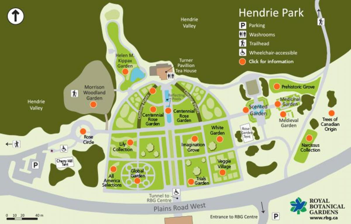 Kart over RBG Hendrie Park