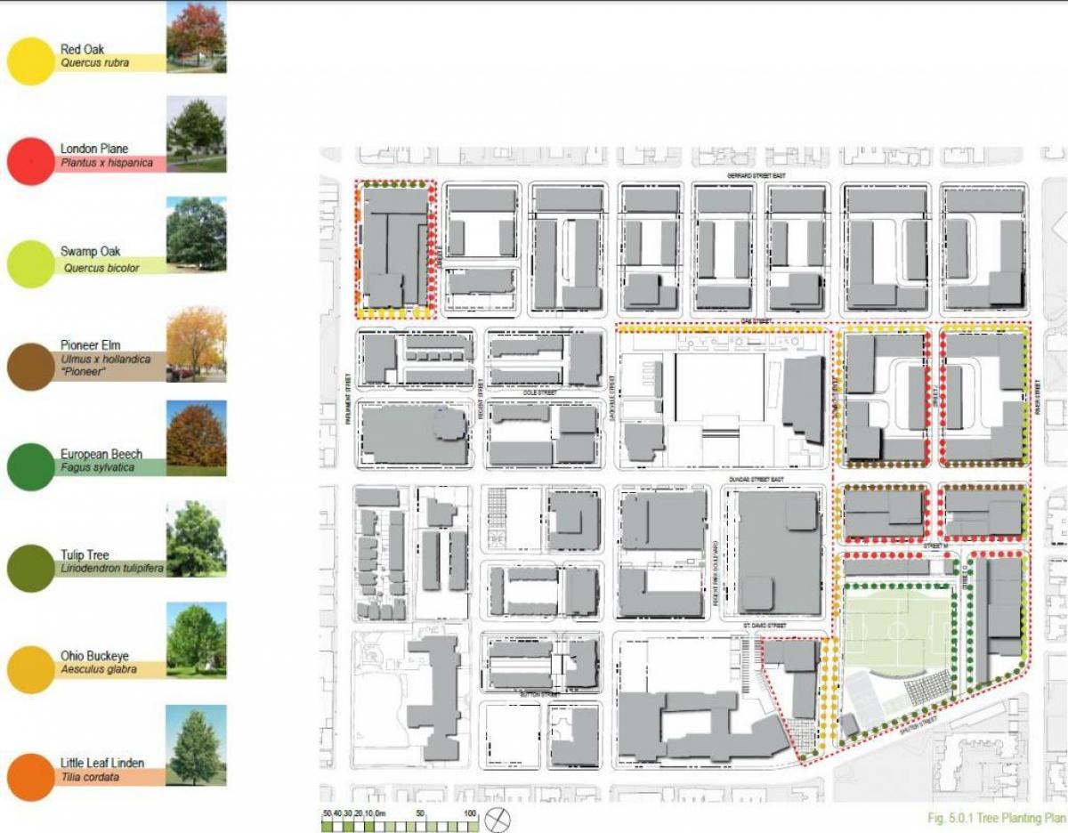 Kart over Revitalisering plan Regent Park, Toronto, fase 3