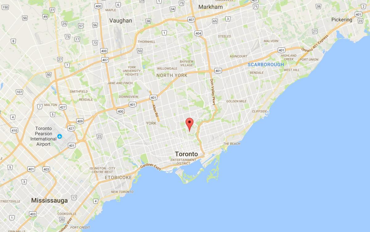 Kart over district Rosedale Toronto