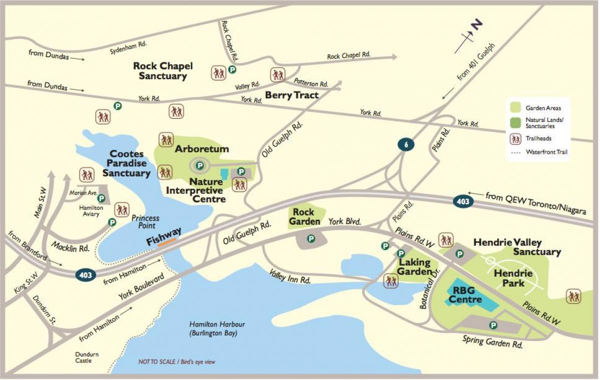 Kart av Kongelige botaniske hage Toronto