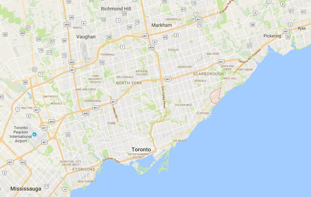 Kart av Scarborough Landsbyen distriktet Toronto