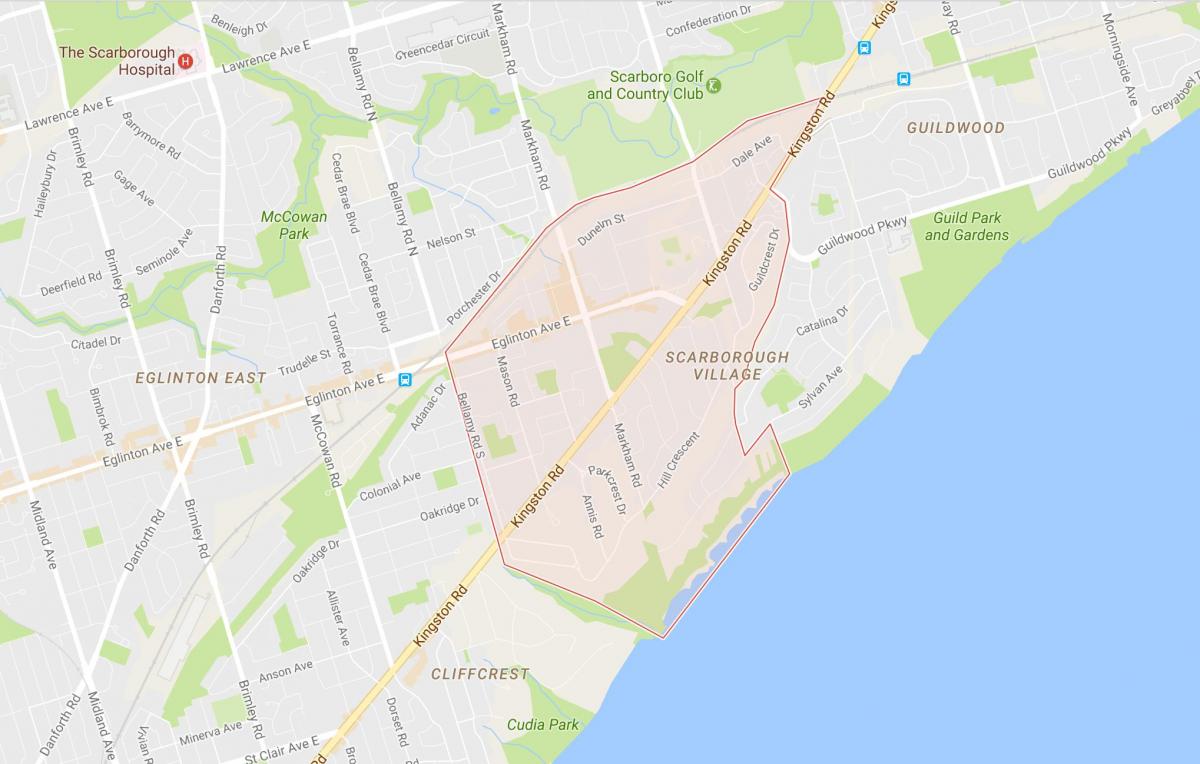 Kart av Scarborough Village-området i Toronto
