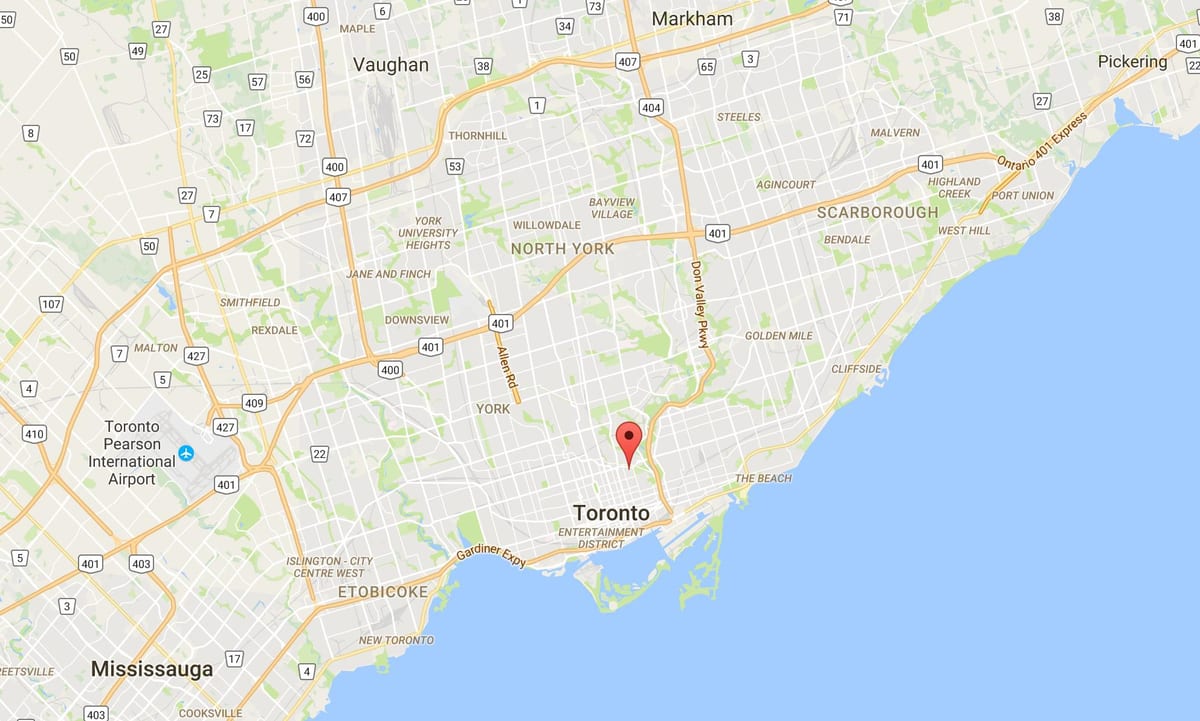 Kart over St. James Town-området i Toronto