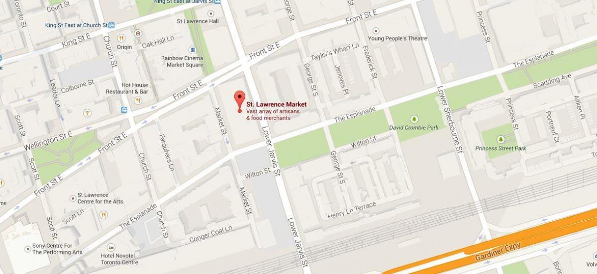 Kart over St. Lawrence market
