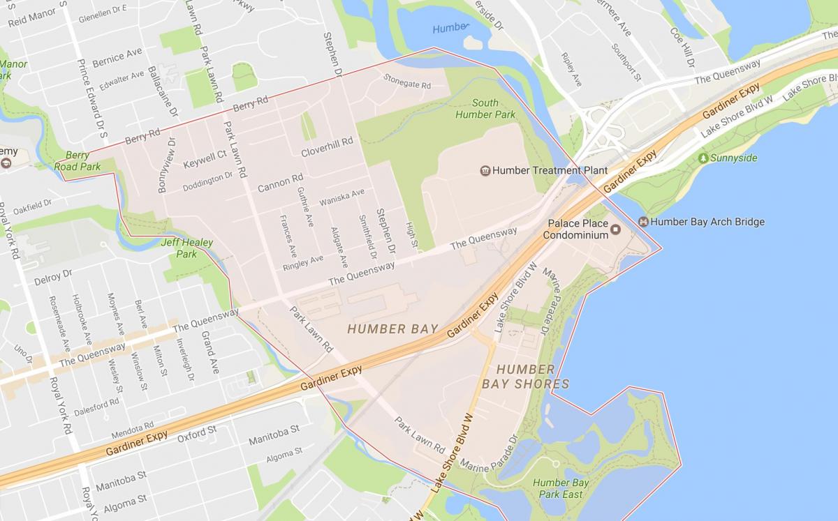 Kart over Stonegate-Queensway-området-området i Toronto