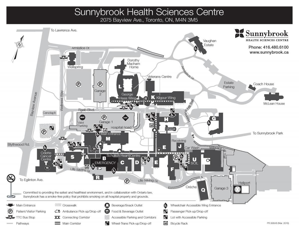 Kart over Sunnybrook Health sciences centre - SHSC