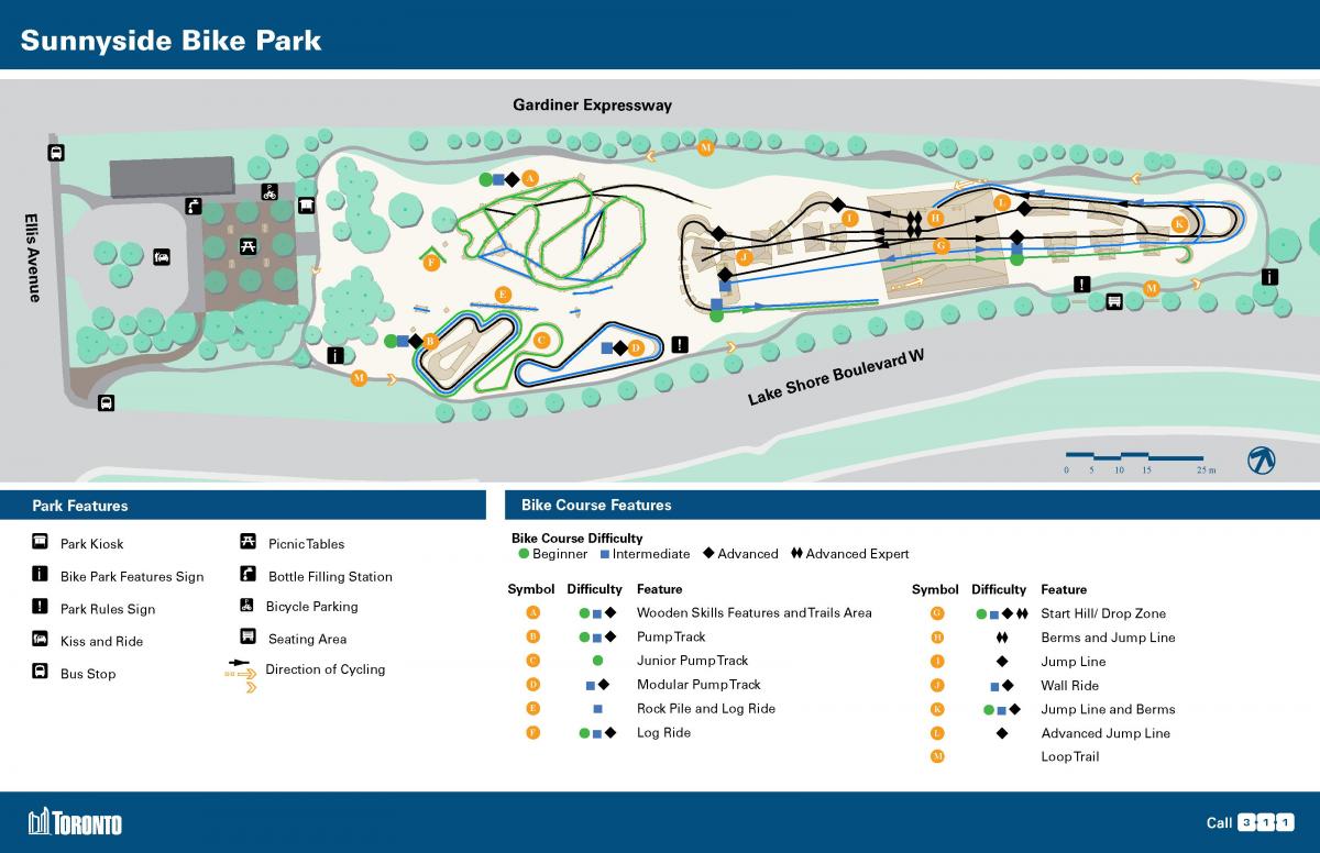 Kart av Sunnyside Bike Park i Toronto