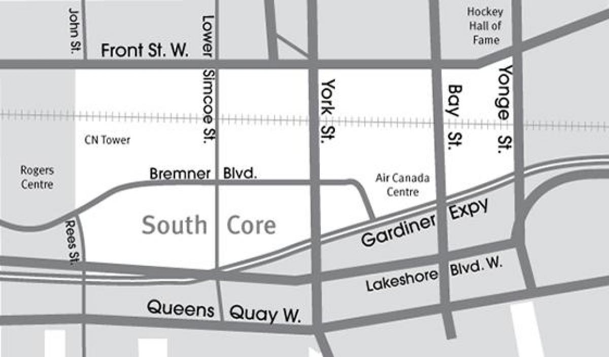 Kart over Sør-Core Toronto