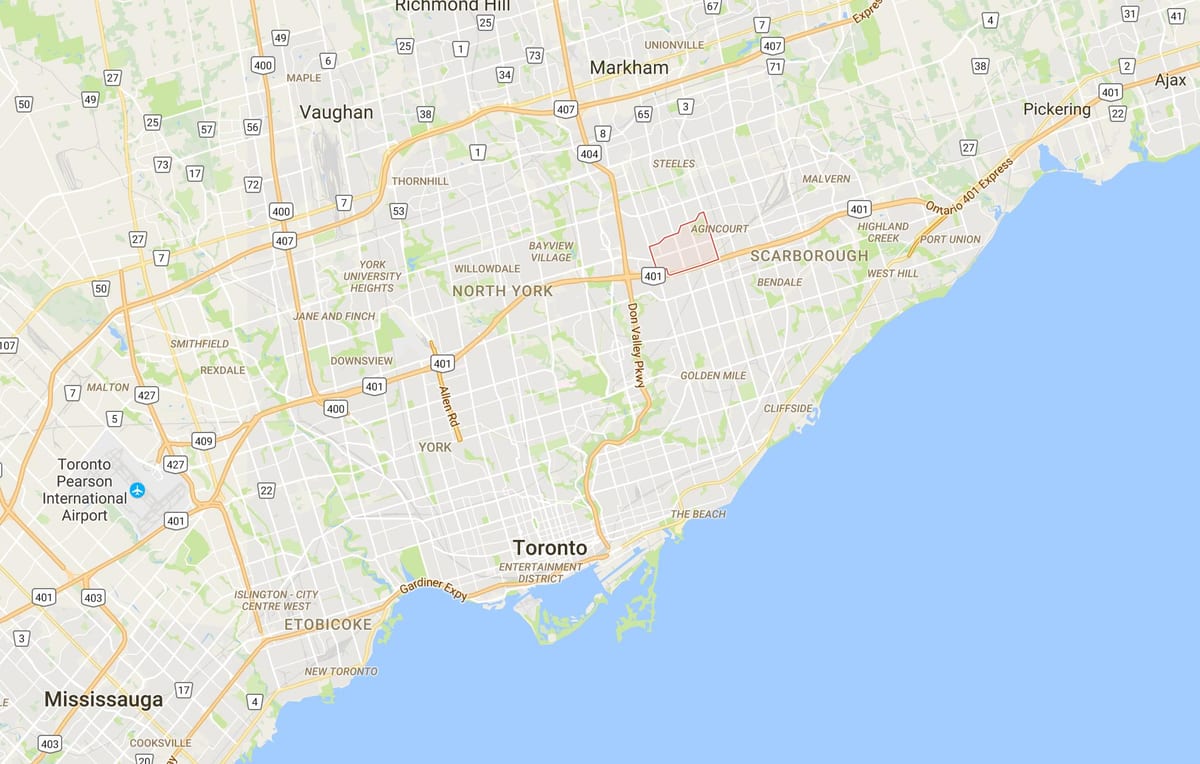 Kart over Tam O'Shanter – Sullivandistrict Toronto