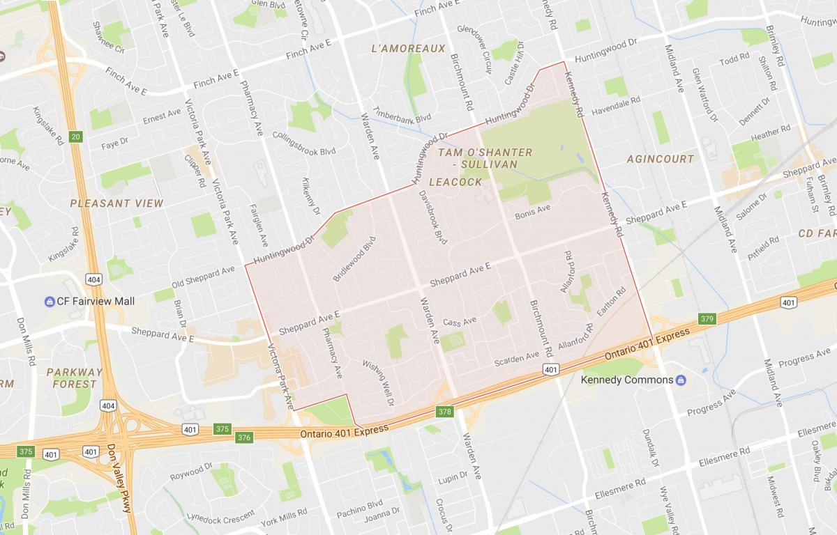 Kart over Tam O'Shanter – Sullivan-området i Toronto