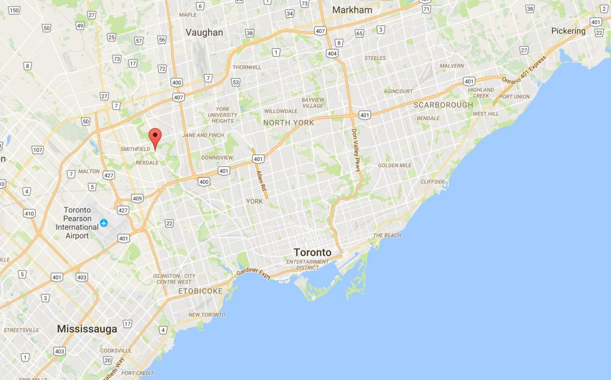Kart over Thistletown distriktet Toronto