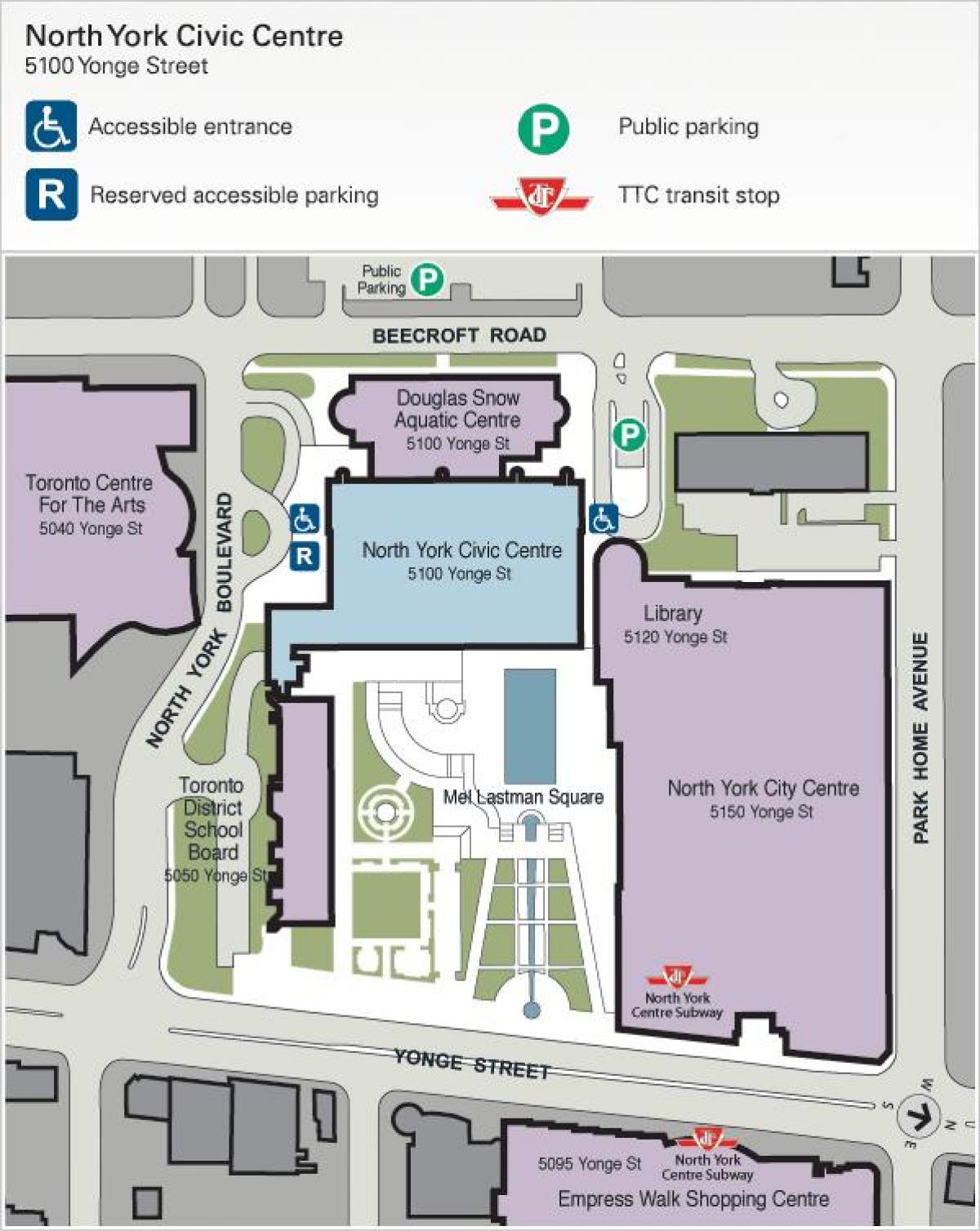 Kart av Toronto Centre for the Arts, parkering