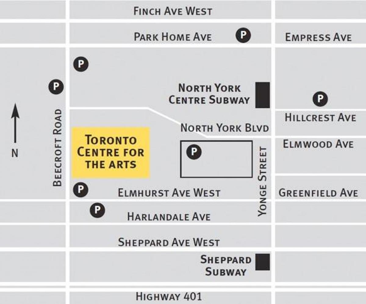 Kart av Toronto centre for the arts