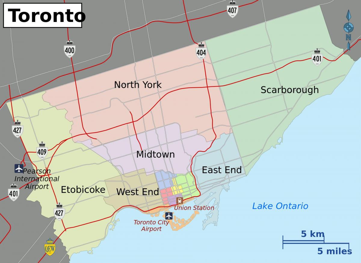 Kart over Toronto Sentrum